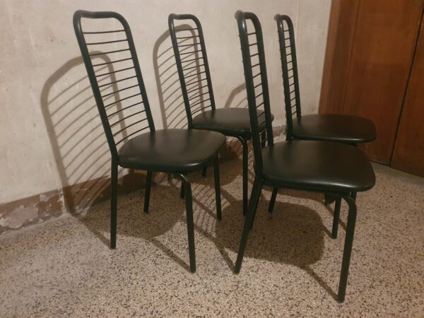 Set di sedie nere in ferro con seduta in ecopelle - immagine 7
